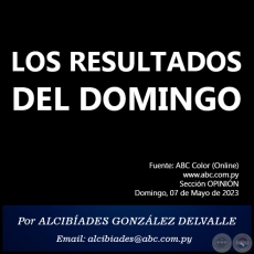 LOS RESULTADOS DEL DOMINGO - Por ALCIBADES GONZLEZ DELVALLE - Domingo, 07 de Mayo de 2023